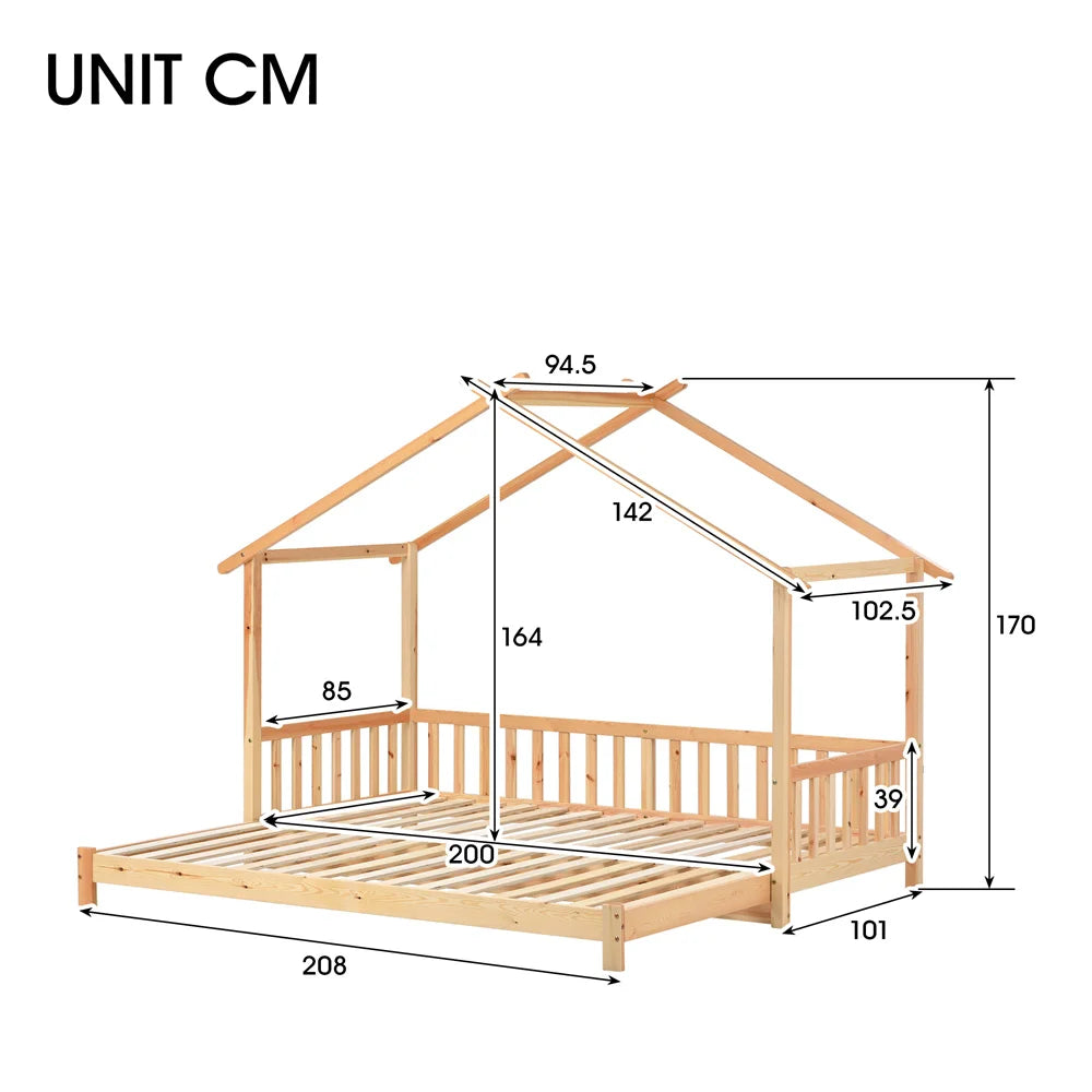 Lit Cabane Évolutif 90-180cm