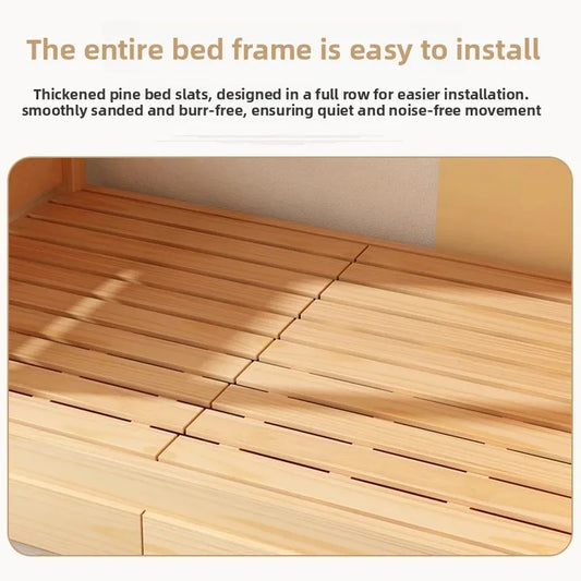 Lit Cabane Bois + Bureau Intégré -100-150cm largeur